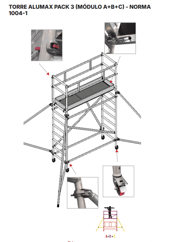 ANDAIME TORRE ALUMAX 2000X700MM PACK 3 (MODULO A+B+C) NORMA EN1004-1