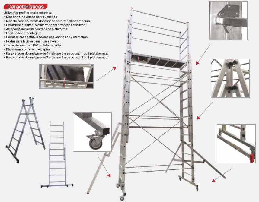 ANDAIME SEMI PROFISSIONAL EM ALUMINIO