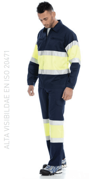 CALCA ALTA VISIBILIDADE FITAS REFLETORAS HOMEM - SARJA 65% POLIESTER 35% ALGODAO 200GR/M2