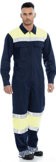COLETE ALTA VISIBILIDADE FITAS REFLETORAS HOMEM - SARJA 65% POLIESTER 35% ALGODAO 200GR/M2