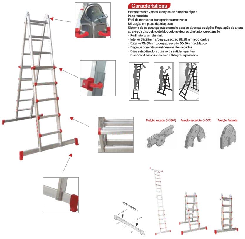 ESCADA MULTIPOSICOES BS36 ALUMINIO