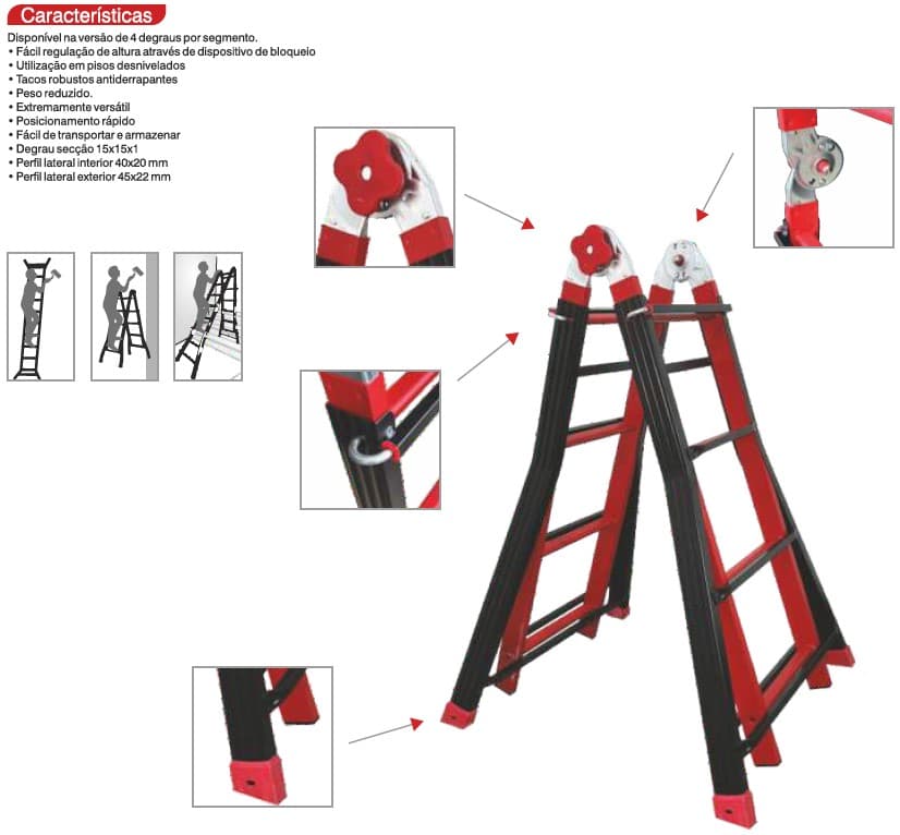 ESCADA MULTIPOSICOES FERRO 4X4MT